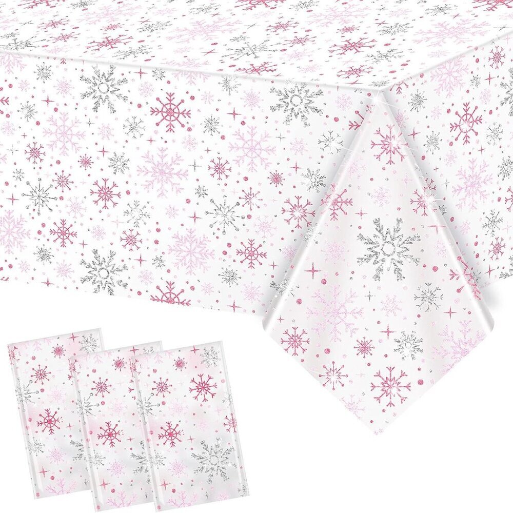 3 Pcs Winter Snowflake Tablecloth Birthday Party Decorations Winter Snowflake Wo